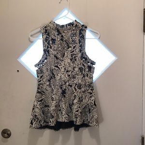 Black and white free people peplum top